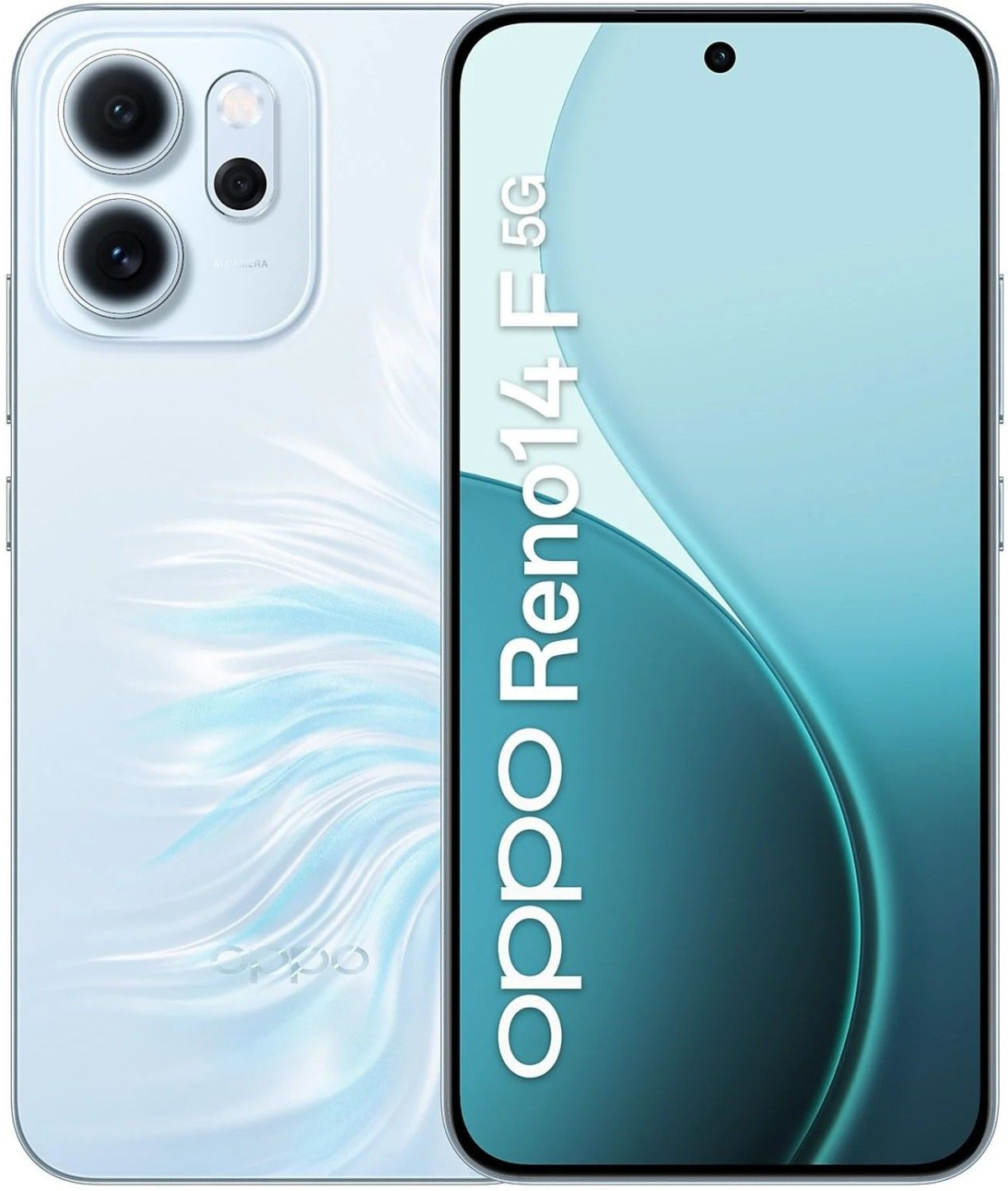 Смартфон Oppo Reno 14 F 5G, 6.57″ AMOLED, Snapdragon 6 Gen 1, 8 GB RAM, 256 GB, 50 MP тройна камера, 6000 mAh, Opal Blueна ниска цена с бърза доставка - BestPC.BG