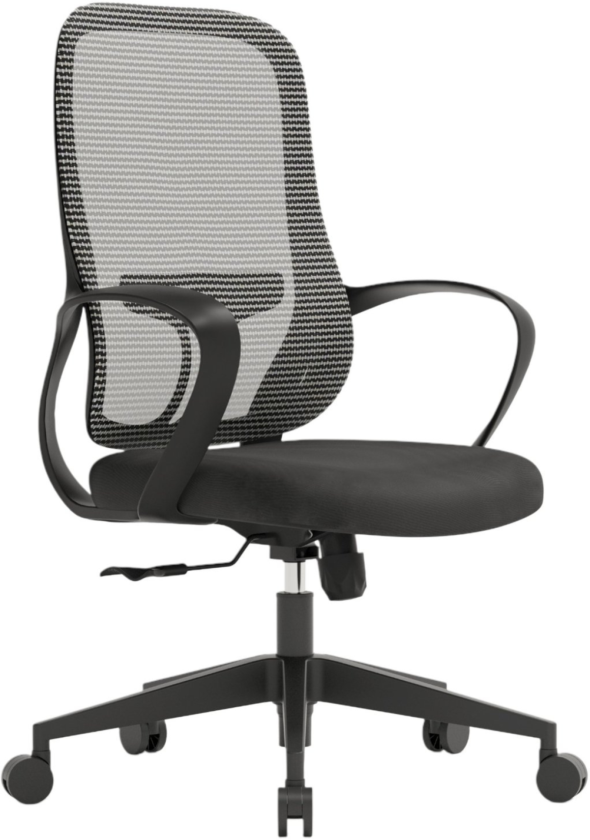 Офис стол RFG Mojito W, дамаска и меш, полиамидна основа, до 120 kg, сивa облегалка, черна седалкана ниска цена с бърза доставка - BestPC.BG