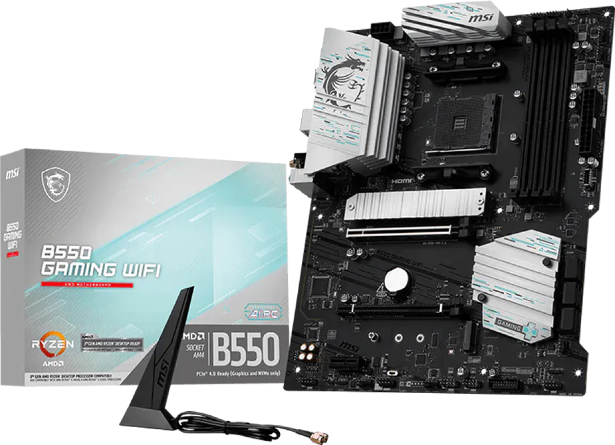 Дънна платка MSI B550 GAMING WIFI, AMD B550, Socket AM4, 4 x DDR4, DisplayPort, HDMI, Wi-Fiна ниска цена с бърза доставка - BestPC.BG