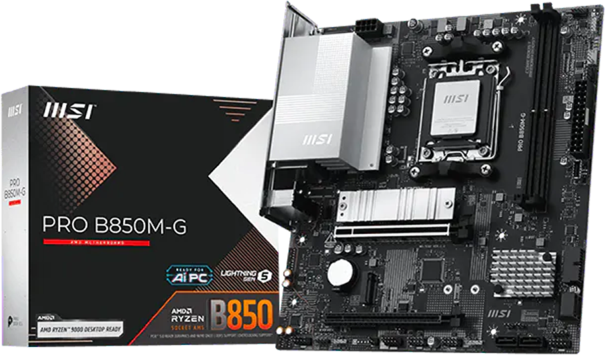 Дънна платка MSI Main Board PRO B850M-G (AM5, 2x DDR5, 1x HDMI, 1xDP, 2x PCI-E x16, 2x M.2, Realtek 8126VB 5G LAN) mATXна ниска цена с бърза доставка - BestPC.BG