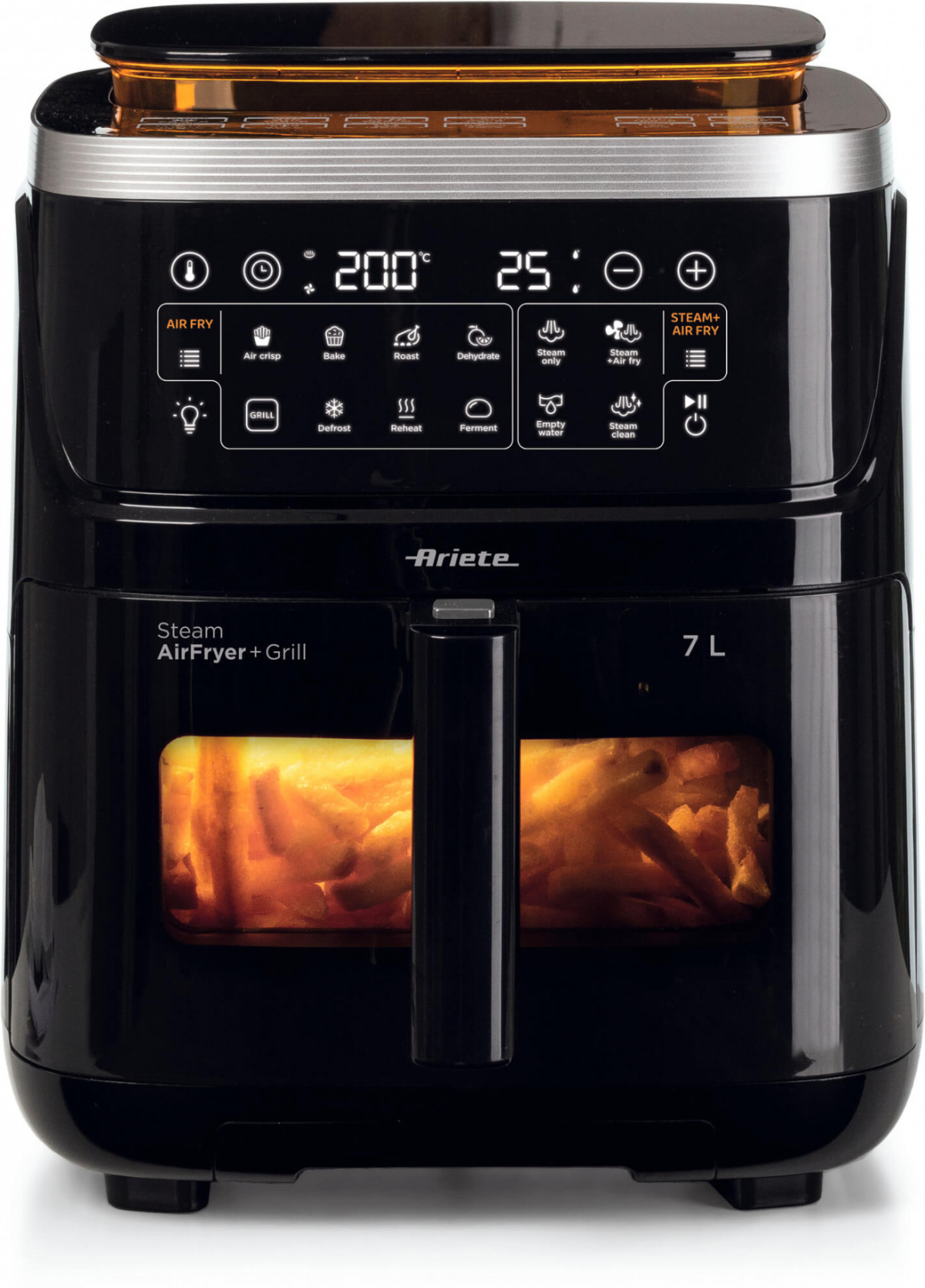 Фритюрник с Горещ Въздух + Пара Ariete 4636-00, 1700 W, 7 л, до 200°C, тъч управление, черенна ниска цена с бърза доставка - BestPC.BG