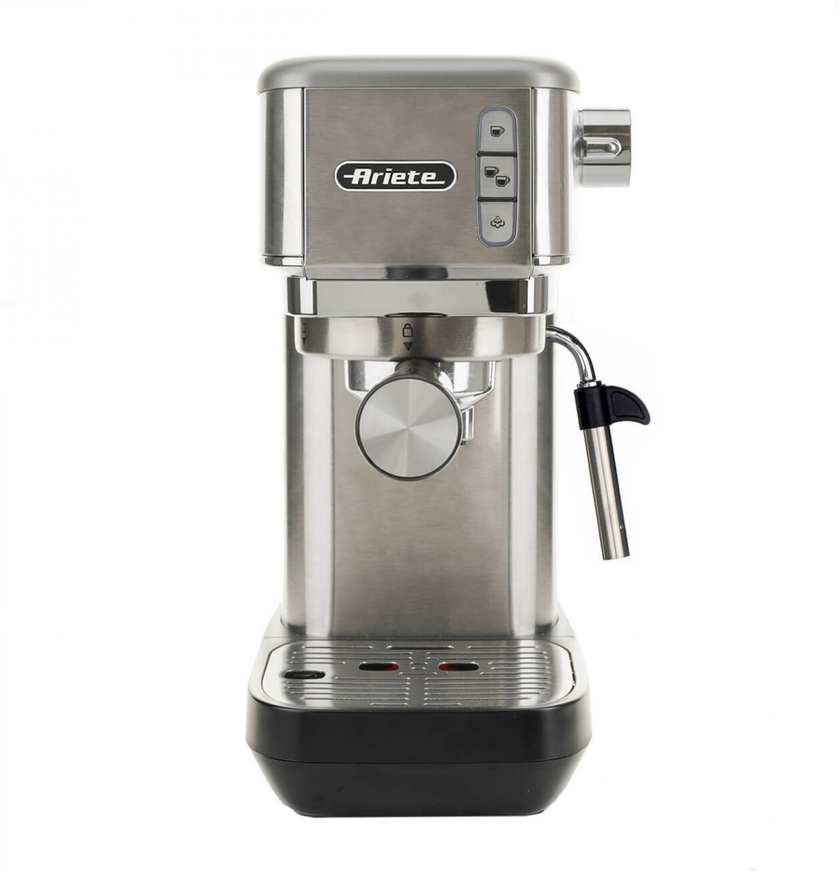 Кафемашина Ariete 1380-10 Slim Metal, 1300 W, полуавтоматична, за смляно и дози, 2 чаши, 1.1 л резервоар, сребъренна ниска цена с бърза доставка - BestPC.BG