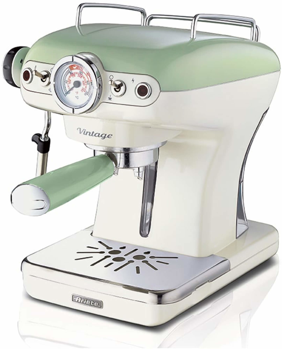 Кафемашина Ariete 1389/14 Vintage, ръчна, за еспресо, 850 W, 0.9 л, 2 чаши, зеленна ниска цена с бърза доставка - BestPC.BG