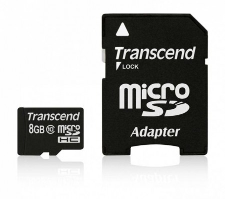 Transcend 8GB micro SDHC (with adapter, Class 10)на ниска цена с бърза доставка - BestPC.BG