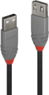 Кабел/адаптер LINDY LNY-36700, USB 2.0, Anthra Line, Type A-А, M-F, удължителен, черен, 0.2 м снимка 3