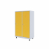 Гардероб RFG, метален, двоен, с две врати, 80 х 40 х 120 cm, бял, с жълти врати снимка 1