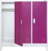 Гардероб RFG, метален, троен, с три врати, 120 х 40 х 120 cm, бял, с лилави врати снимка 3