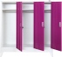 Гардероб RFG, метален, троен, с три врати, 120 х 40 х 120 cm, бял, с лилави врати снимка 4