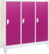 Гардероб RFG, метален, троен, с три врати, 120 х 40 х 120 cm, бял, с лилави врати снимка 1