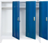 RFG Гардероб, метален, троен, с три врати, 120 х 40 х 120 cm, Бял със сини врати снимка 4