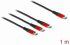 Кабел за зареждане Delock  3 в 1, USB-C - 3 x USB-C, 1м, Черен-Червен снимка 2