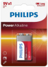 Алкална батерия PHILIPS Power, 6LR61P1B - 10, 6LR61, 9V, 1 брой-блистер снимка 2