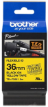Касета за етикетен принтер Brother TZe-FX661, черно на жълт фон, ширина 36мм снимка 1