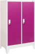 Гардероб RFG, метален, двоен, с две врати, 80 х 40 х 120 cm, бял, с лилави врати снимка 1