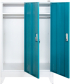 Гардероб RFG, метален, двоен, с две врати, 80 х 40 х 120 cm, бял, с тюркоазени врати снимка 3