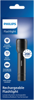 Продукт Philips SFL7003R, USB, 200 lm, 3 режима, 70 м, Батерия 3.7V 1200mAh, Черен, 20 броя снимка 1