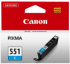 Касета с мастило CANON 1LB CLI-551C ink cartridge cyan standard capacity 330 pages 1-pack снимка 2
