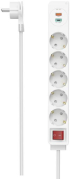 Контакт HAMA USB-C-USB-A 3.4A, 5 гнезда, 2x USB,PD-Quick charge, макс 18W, 1.4м, 3680W снимка 1