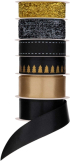 Продукт Craft ID Панделка, коледна, 1.5 m, черно-златиста, 6 броя снимка 1