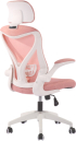 Директорски стол RFG Jolly White HB, дамаска и меш, Tilt механизъм, полипропиленова основа, до 120 kg, розов снимка 4