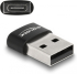 Адаптер Delock, USB 2.0, USB Type-A мъжко - USB Type-C женско, Черен снимка 2