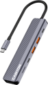 USB Хъб CANYON DS-17 6in1, HDMI 4K Ultra HD, USB-C 10Gbps, MicroSD, PD 100W, Aлуминиев, Сив снимка 2