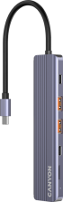 USB Хъб CANYON DS-17 6in1, HDMI 4K Ultra HD, USB-C 10Gbps, MicroSD, PD 100W, Aлуминиев, Сив снимка 1