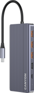 Докинг станция CANYON DS-16 13in1, USB Type-C, 2x HDMI, DP, RJ-45, USB 3.2, MicroSD, Сив снимка 1