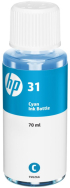 Бутилка с оригинално мастило HP 31, Циан снимка 2