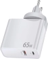 Принадлежност за смартфон Makki Универсално зарядно за стена Charger Wall GaN - USB Type-C-A 65W White снимка 2