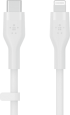Силиконов кабел Belkin BOOST CHARGE™ USB-C към Lightning 1M, Бял снимка 4