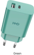 Принадлежност за смартфон HMD DUAL PORT CHARG - 30 W, Два USB порта: USB-A и USB Type-C™ за двойно зареждане, Зелен снимка 1