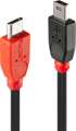 КАБЕЛ USB LINDY - mini USB-B to micro USB-B - 2,0 m - Black - PN 31719 снимка 2