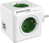 Контакт DesignNest PowerCube Original 1202GN разклонител, 4 гнезда, USB, зелен (8718444085737) снимка 1