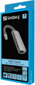 USB Хъб Sandberg SNB-136-65 :: Докинг станция USB-C към HDMI, 2x USB-A, 2x USB-C, PD100W снимка 3