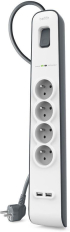 Контакт Защитен разклонител Belkin, 4 гнезда с 2 x 2.4A USB, 2M снимка 1