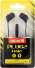 Слушалки  с микрофон MAXELL PLUGZ черна снимка 1