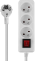 Контакт LINDY LNY-73124 :: 3-портов разклонител, French Schuko, бял, с ключ снимка 1