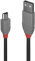 LINDY LNY-36720 :: Кабел USB 2.0 Type A към Mini-B, M-M, Anthra Line, черен, 0.2 м снимка 1