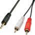 LINDY LNY-35680 :: Premium аудио-видео кабел, 2x RCA M към 1x 3.5мм M, черен, 1.0 м снимка 1
