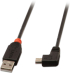 LINDY LNY-31970 :: Кабел USB 2.0, Type A към Mini-B, M-M, ъглов, 90° надясно, черен, 0.5 м снимка 1