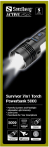 Външна батерия Sandberg SNB-421-08 и фенер, Survivor 7 in 1, 5000mAh, USB-C, XHP50, IPX4, 500 метра обхват, черен снимка 5