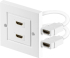 Двойна HDMI UHD розетка за стена, бяла, Goobay снимка 1