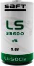 Литиево тионил хлоридна батерия SAFT LSH20, LS33600 3,6V R20 17Ah STD -с пъпка- снимка 1
