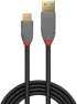 USB 3.2 кабел Lindy, Type A към C, 10Gbps, Anthra Line, черен, 0.5 м снимка 2