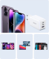 Принадлежност за смартфон Зарядно устройство Ugreen 15339 Nexode Мрежов адаптер, 2xUSB-C, USB-A 3.0, PD3.0, QC4.0, GaN, 65W - бяло снимка 8