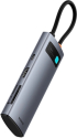 USB хъб Baseus Metal Gleam B00030708811-01 7-в-1 USB-C (HDMI 4K@60Hz - 3×USB 3.0 - USB-C PD 100W - SD - microSD) - сив снимка 3