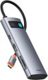USB хъб Baseus Metal Gleam B00030708811-01 7-в-1 USB-C (HDMI 4K@60Hz - 3×USB 3.0 - USB-C PD 100W - SD - microSD) - сив снимка 4