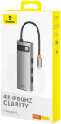 USB хъб Baseus Metal Gleam B00030708811-01 7-в-1 USB-C (HDMI 4K@60Hz - 3×USB 3.0 - USB-C PD 100W - SD - microSD) - сив снимка 7