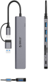 USB Хъб Докинг станция Orico YSA8-U3 USB-A-USB-C Hub 3xUSB-A 2.0 + 1x USB-A 3.0 + 1x USB-C 2.0 + 1x 3.5mm Audio + 2x TF&SD - сив снимка 2